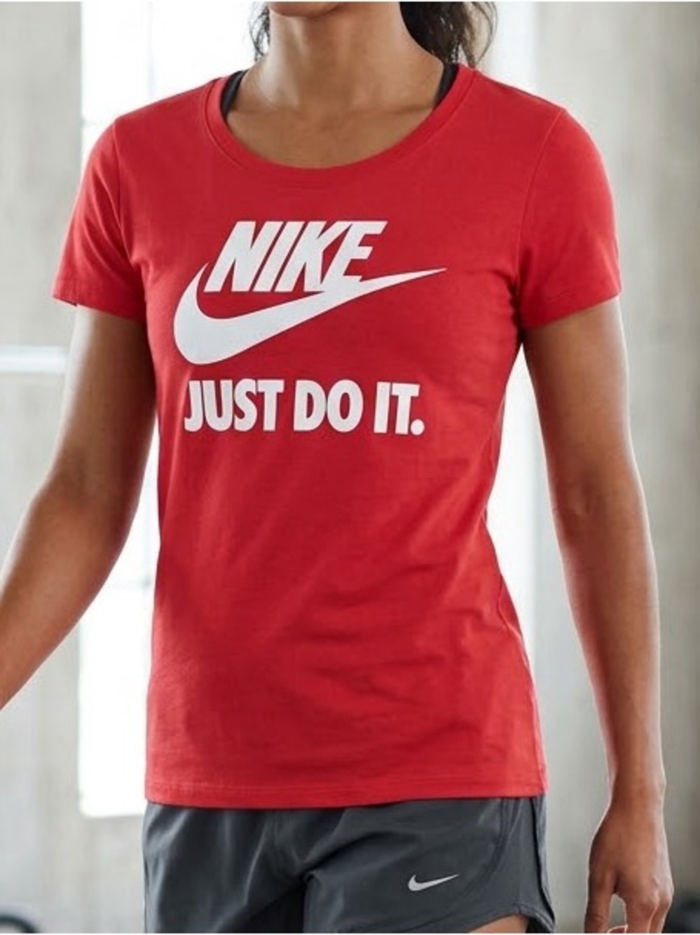 Nike Red Short Sleeve Logo Tee with White Swoosh